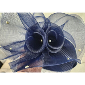 Designed by Sylvia, NY & St. Louis, Royal Blue Tule w/Faux Pearl Women's Hat USA